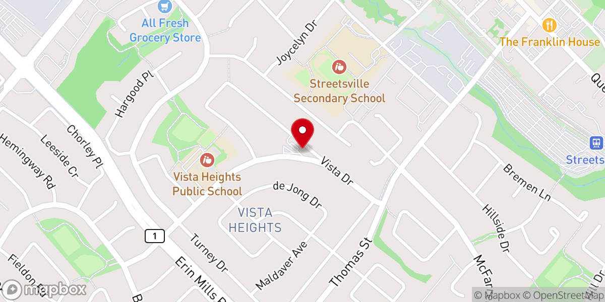 Map showing location of Streetsville Baptist Church