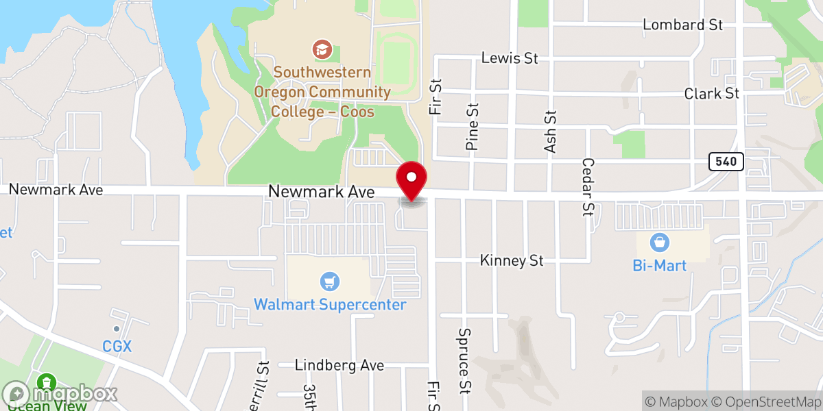 Map showing location of Coos Bay Seventh-day Adventist Church