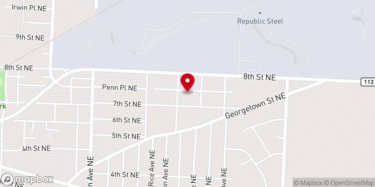 Map showing location of Pentecostal Temple Church