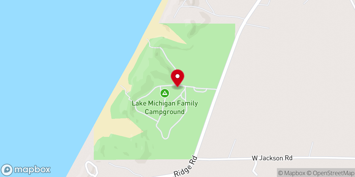 Map showing location of Lake Michigan Family Campground | Fairway to Heaven Disc Golf Course