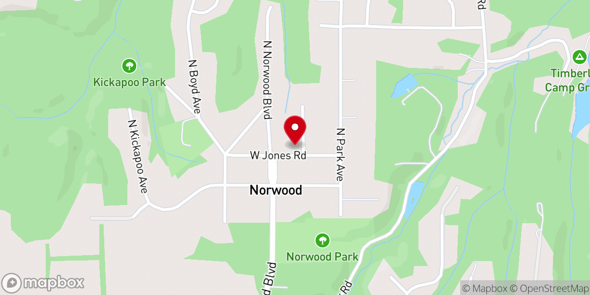 Map showing location of First Norwood Mennonite Church