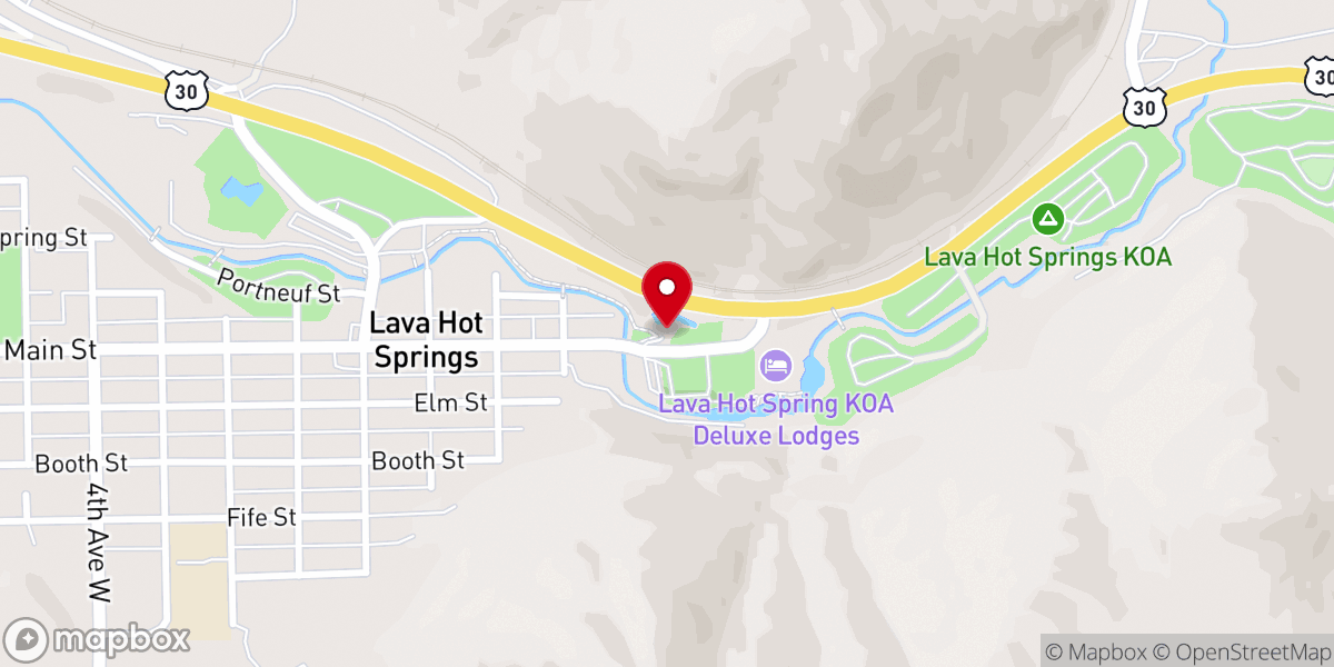 Map showing location of Lava Hot Springs Foundation World Famous Hot Springs