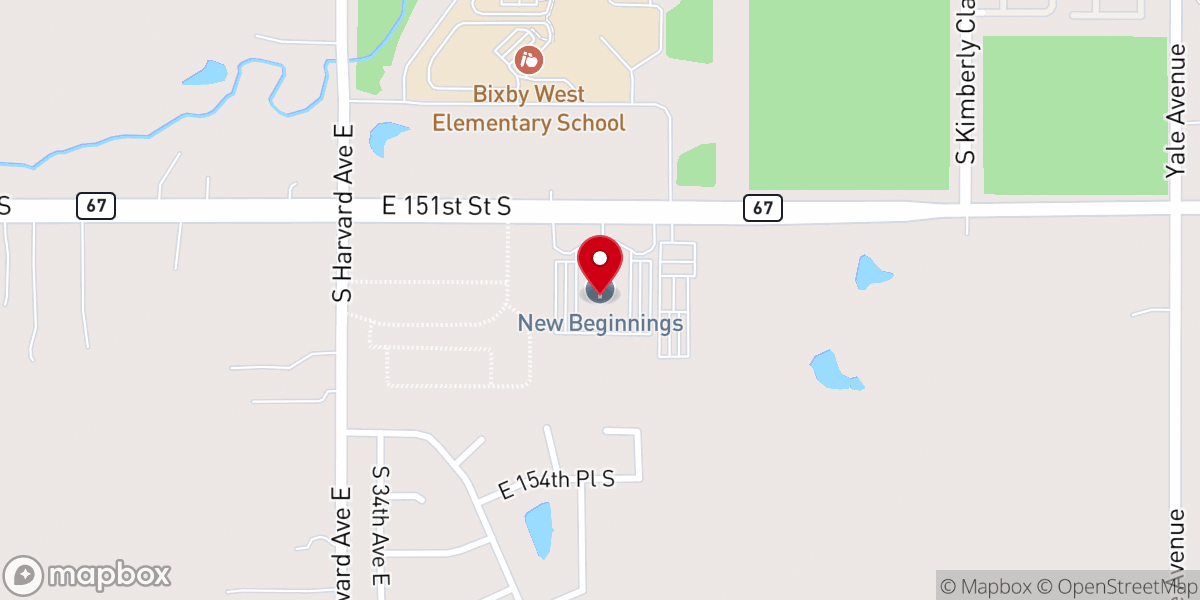 Map showing location of New Beginnings Church