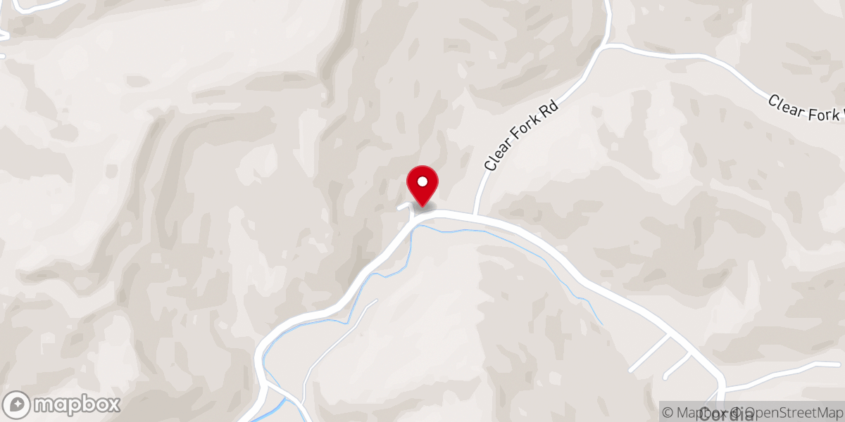 Map showing location of Clear Fork Church