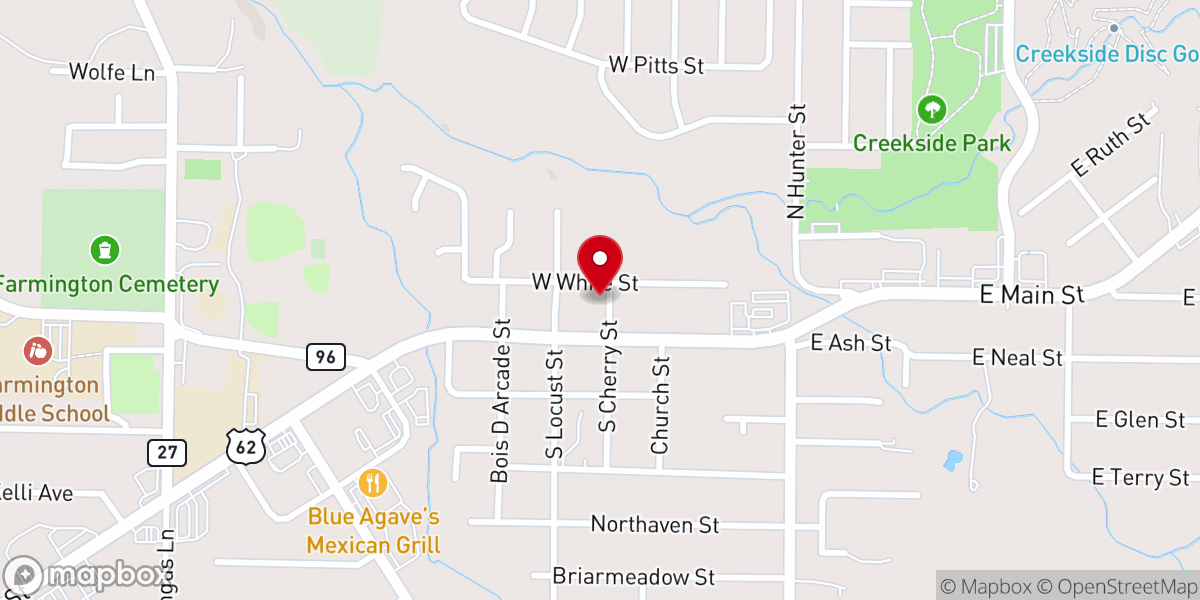 Map showing location of Farmington First Church of the Nazarene