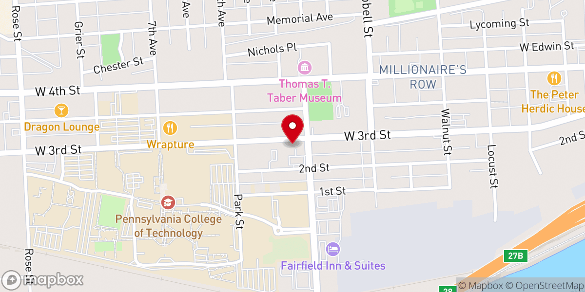 Map showing location of Tabernacle Baptist Church
