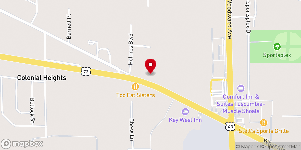 Map showing location of Shoals Church of Christ