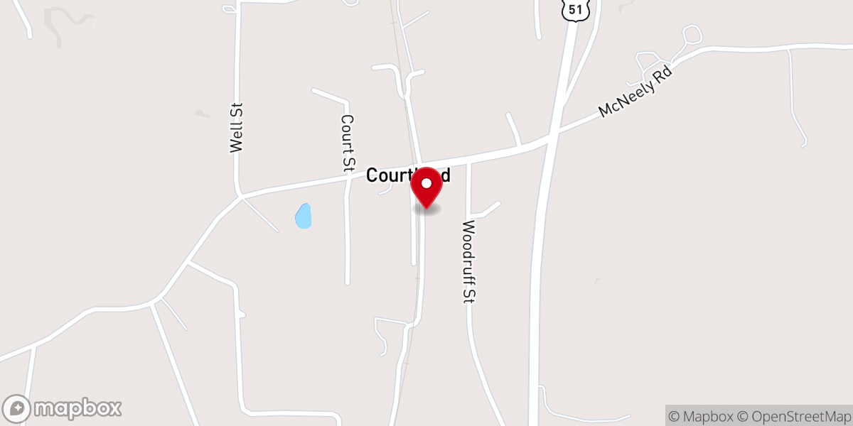 Map showing location of Courtland United Methodist Church