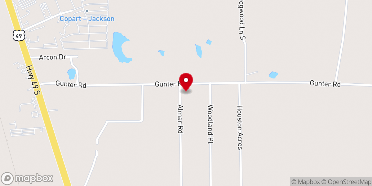 Map showing location of Gunter Road Baptist Church