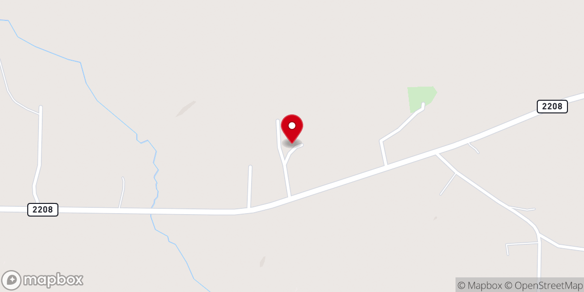 Map showing location of Oak Grove Baptist Church