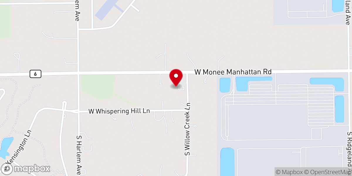 Map showing location of Monee Free Methodist Church