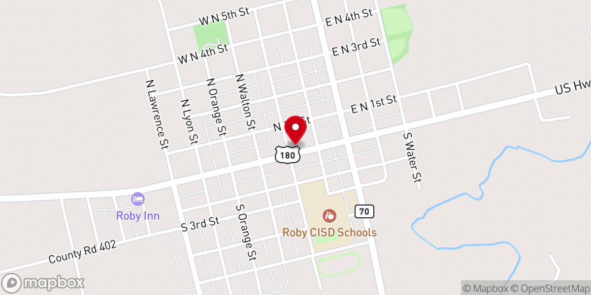Map showing location of Roby Church of Christ