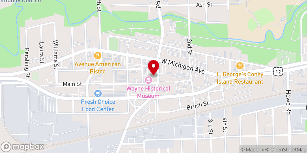 Map showing location of First Congregational Church of Wayne