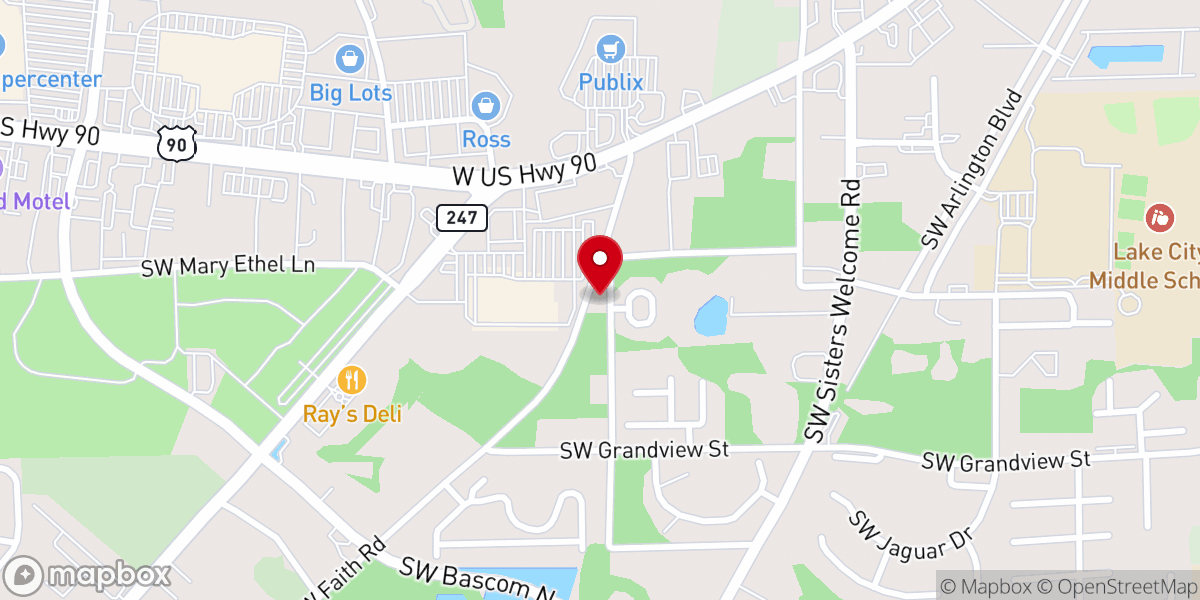 Map showing location of Faith Baptist Church