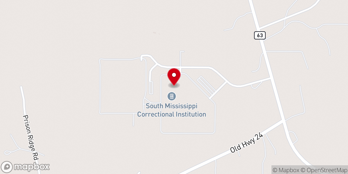 Map showing location of South Mississippi Correctional Institution