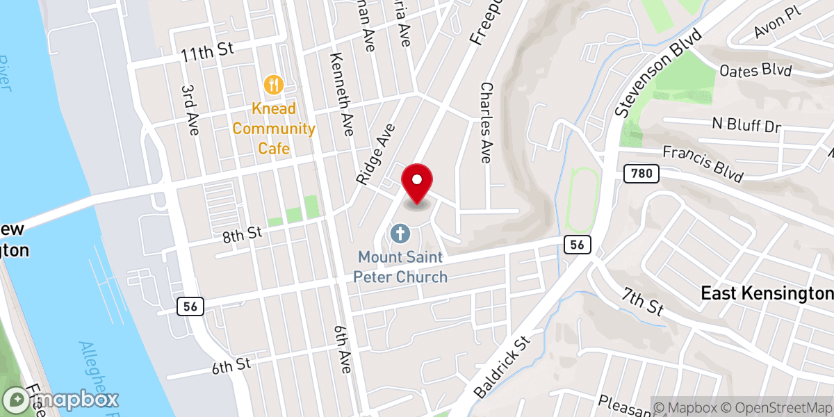 Map showing location of Baptist Church on Kenneth avenue