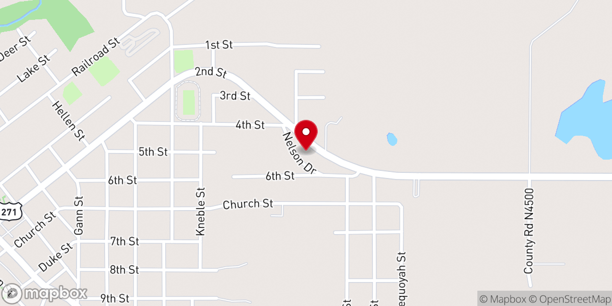 Map showing location of Church of Nazarene