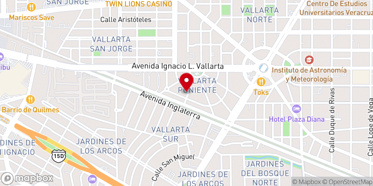 Map showing location of Templo de San Pedro Apóstol san pedrito