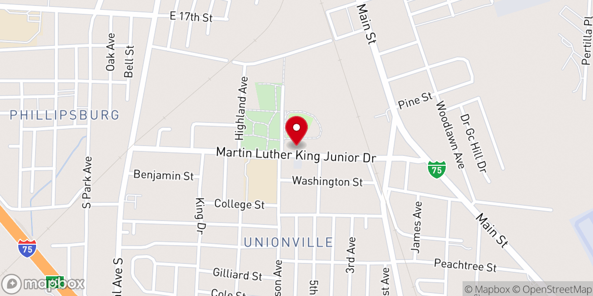 Map showing location of Springfield Baptist Church