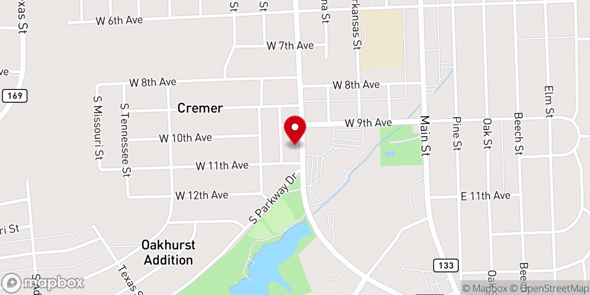 Map showing location of Temple Baptist Church