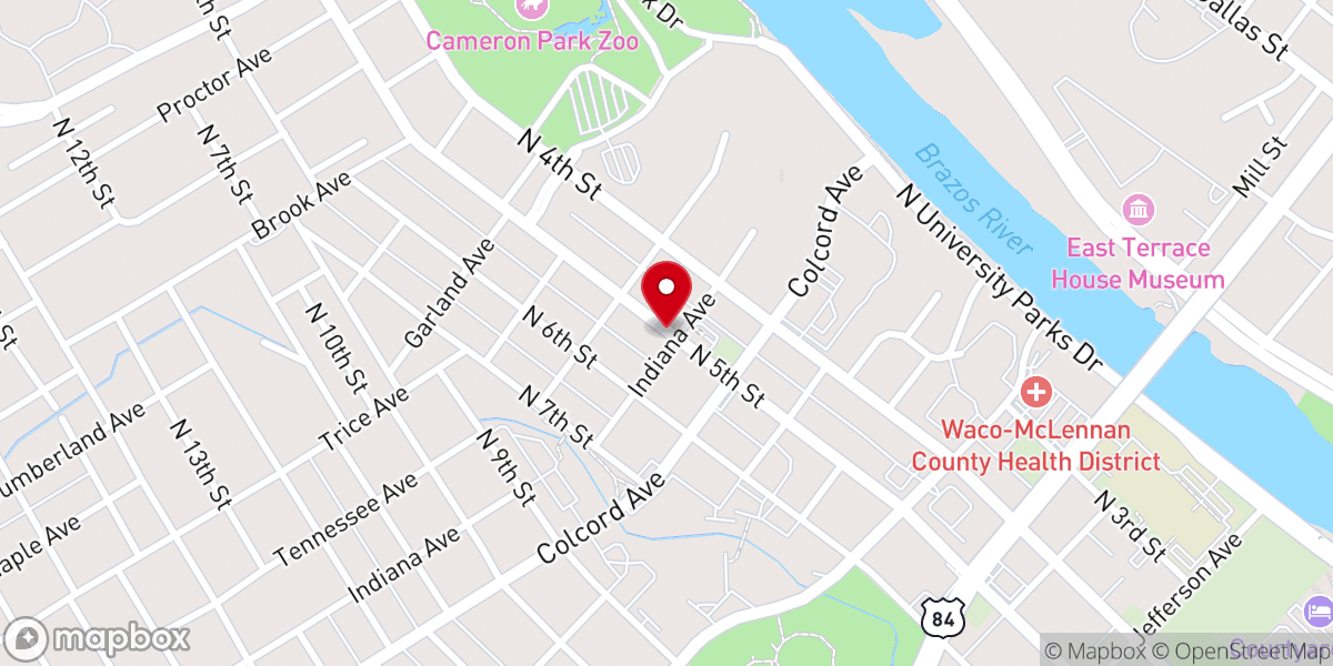 Map showing location of Bellevue Baptist Church