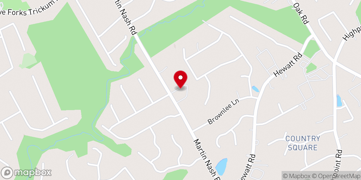 Map showing location of White Oak Baptist Church
