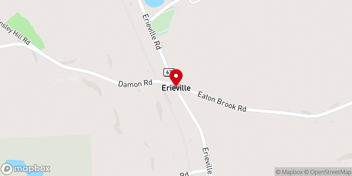 Map showing location of Erieville