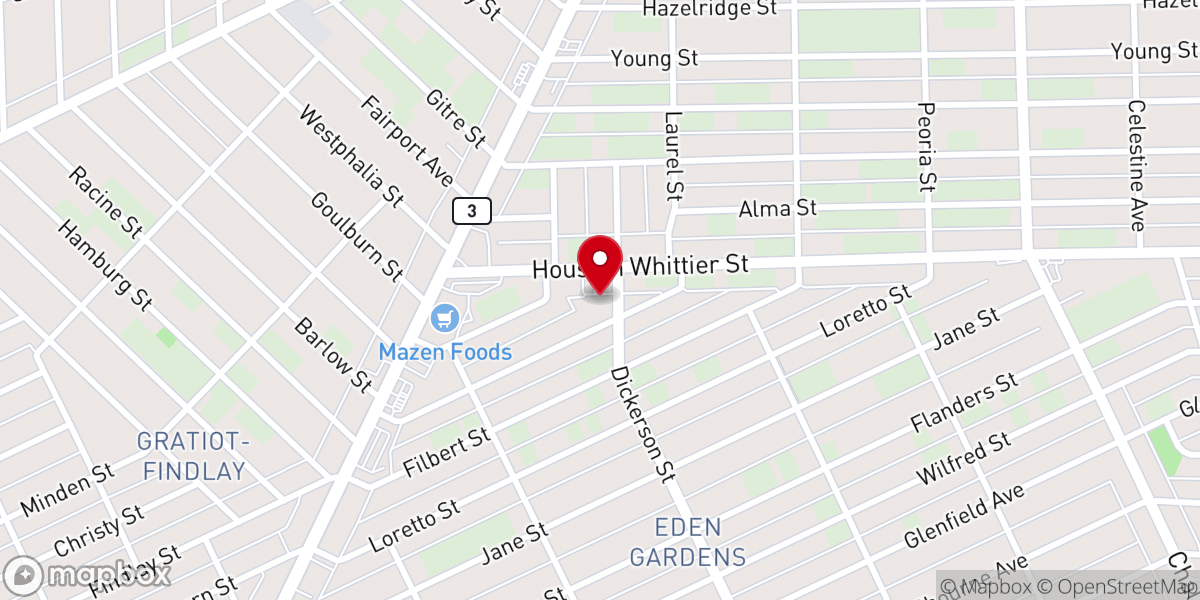 Map showing location of Zion Hill Baptist Church of East Detroit