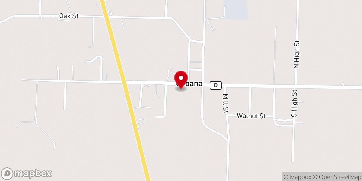 Map showing location of Urbana First Baptist