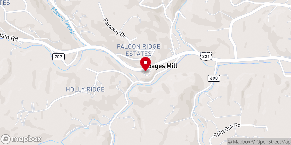 Map showing location of Poages Mill Church-Brethren