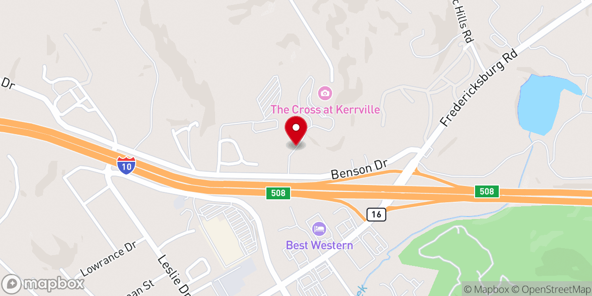 Map showing location of The Cross at Kerrville