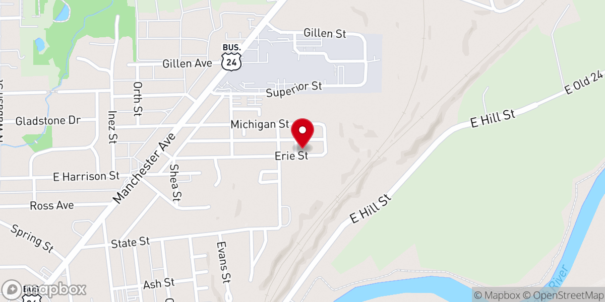 Map showing location of Wabash Free Will Baptist Church