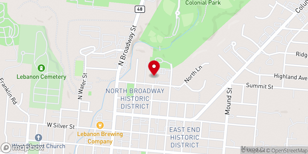 Map showing location of Lebanon Food Pantry