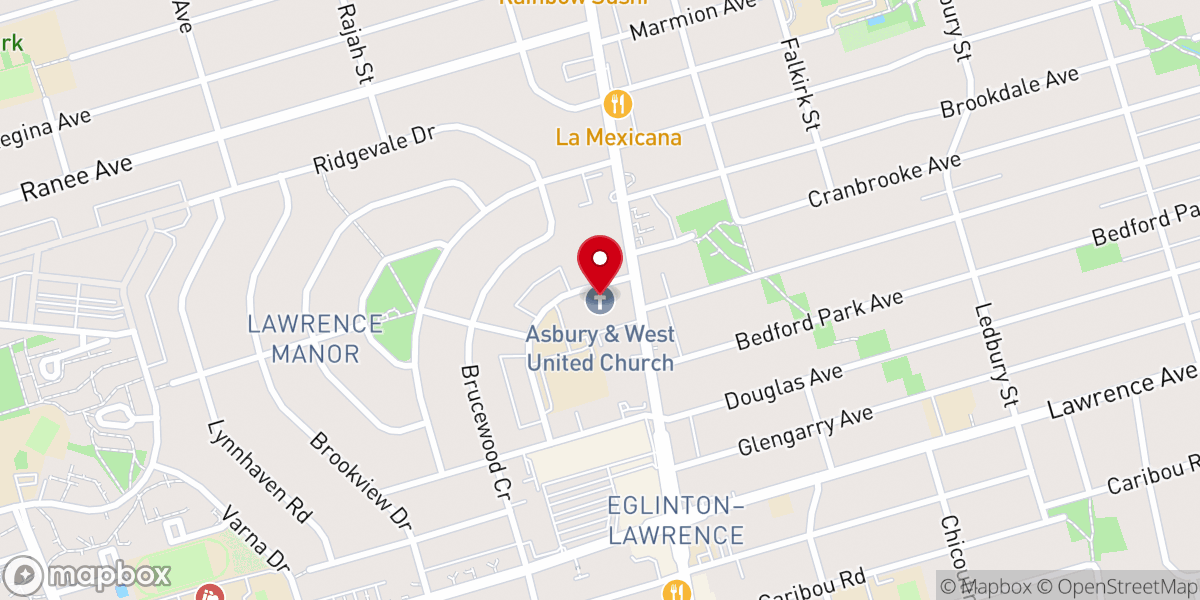Map showing location of Asbury & West United Church