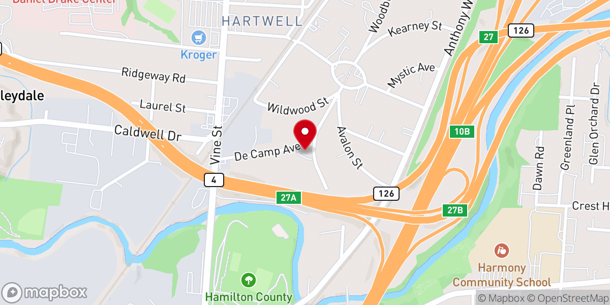 Map showing location of Hartwell Church of God