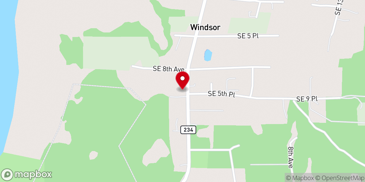 Map showing location of Windsor Baptist Church