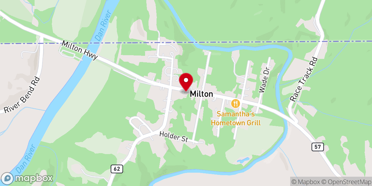 Map showing location of Milton Presbyterian Church