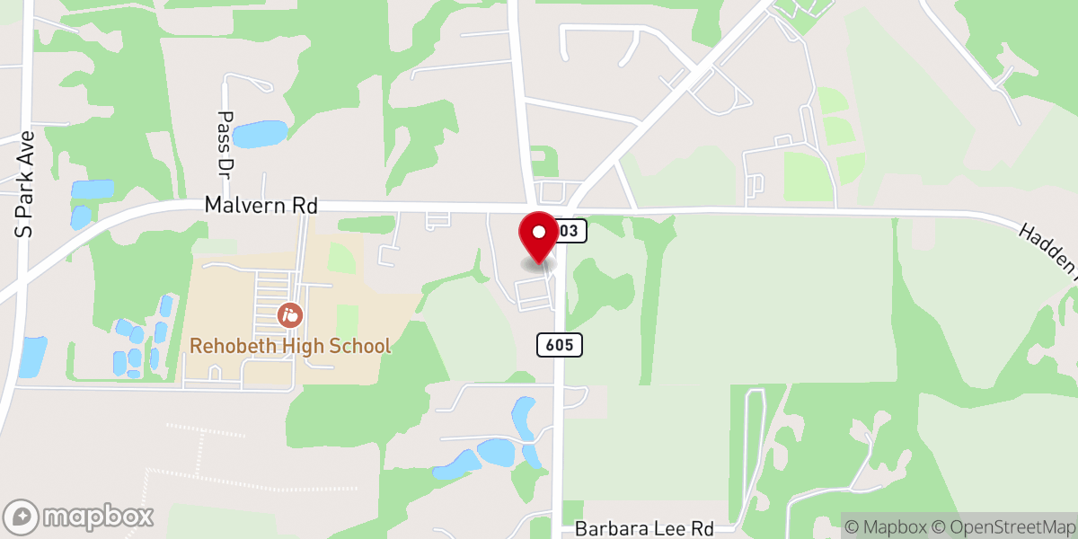 Map showing location of Rehobeth Baptist Church