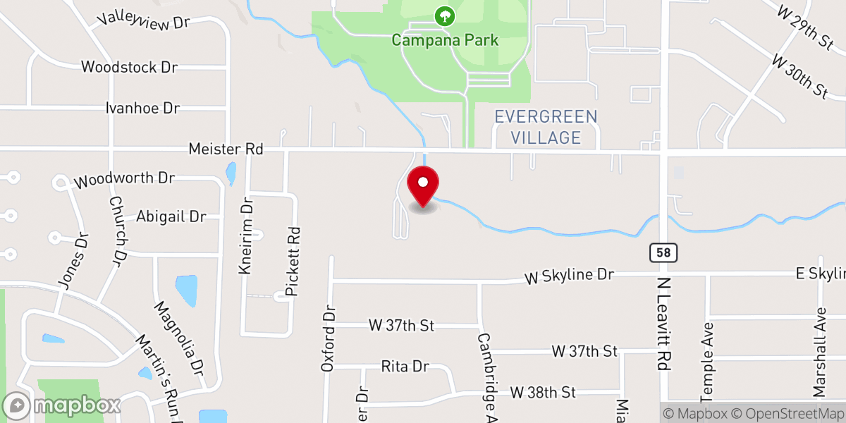 Map showing location of Lorain Lighthouse United Methodist Church
