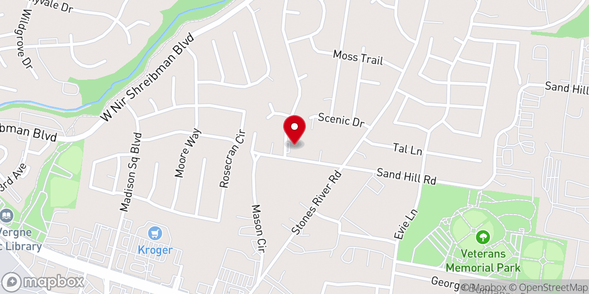 Map showing location of Lavergne Free Will Baptist Church
