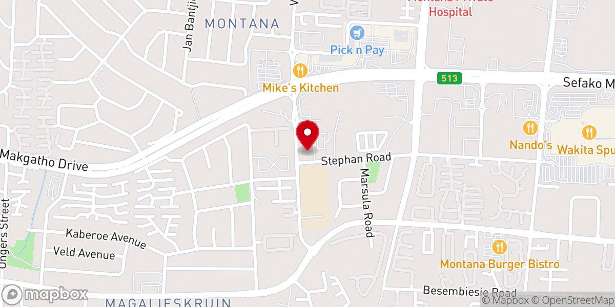 Map showing location of Old Apostolic Church of South Africa