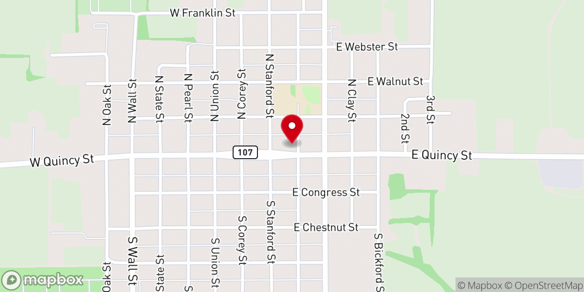Map showing location of Church of the Nazarene