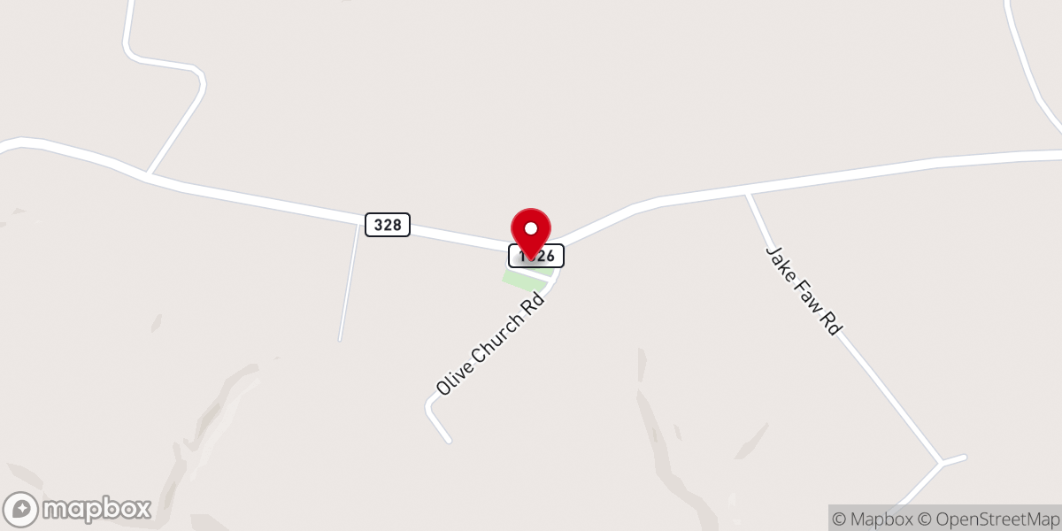 Map showing location of Olive Church