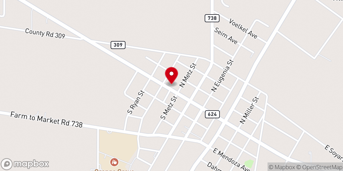 Map showing location of Orange Grove Church of Christ