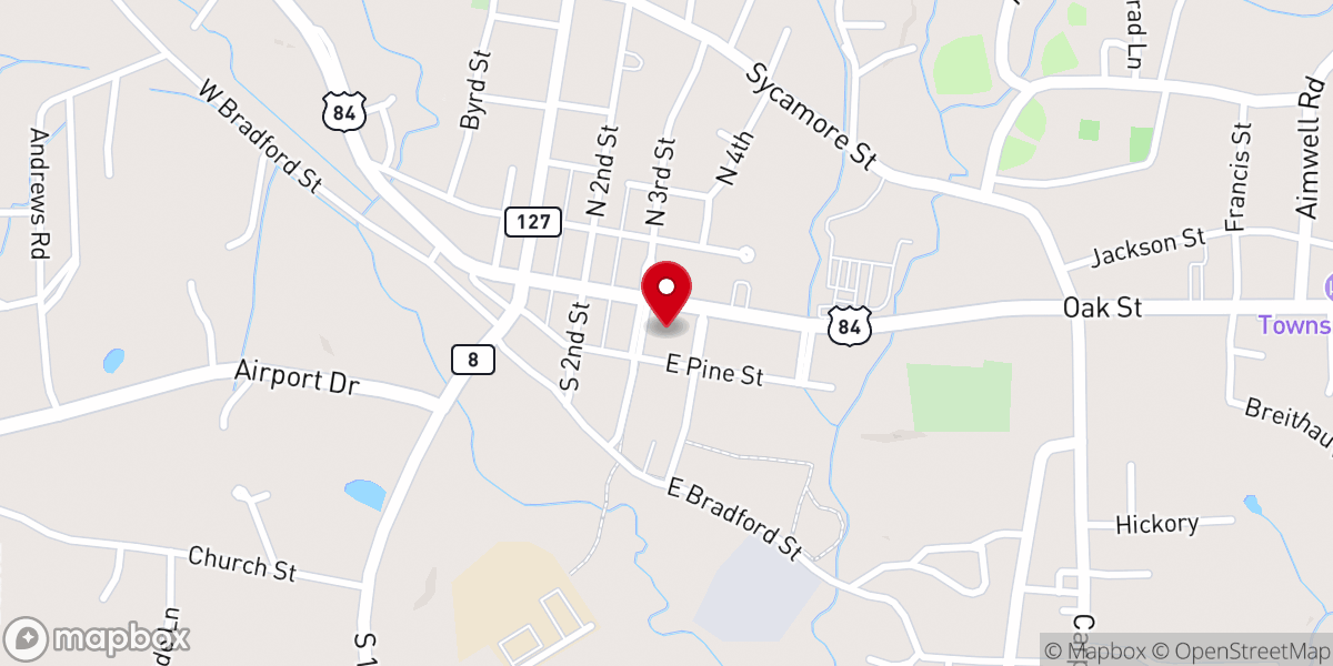 Map showing location of First Baptist Church