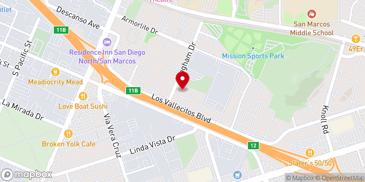 Map showing location of Palomar Heights Church