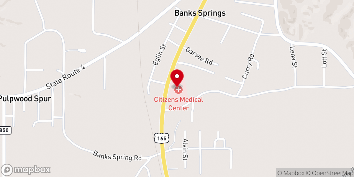 Map showing location of Citizens Medical Center