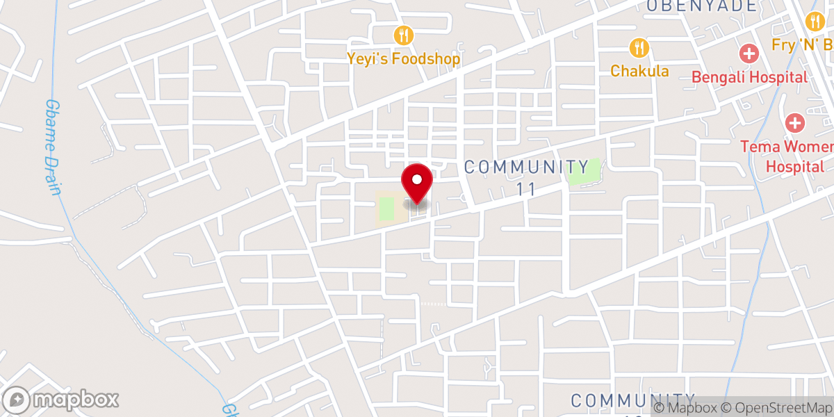Map showing location of Presbyterian Senior High School(PRESEC) Tema