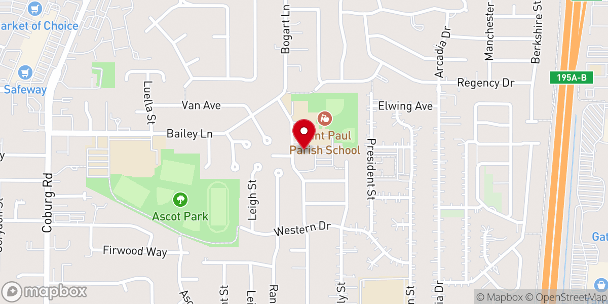 Map showing location of St. Paul Catholic Church