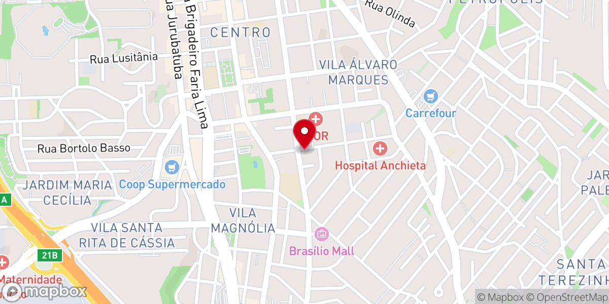 Map showing location of Primeira Igreja Batista em São Bernardo do Campo